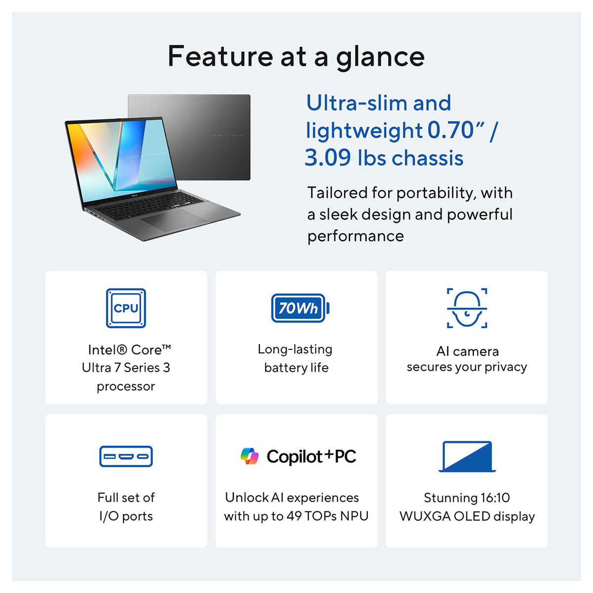 ASUS Vivobook S14 Laptop 14-Inch Intel Core Ultra 7 355 32GB RAM 1TB SSD in Matte Gray - S3407AA-DS77 - image 5