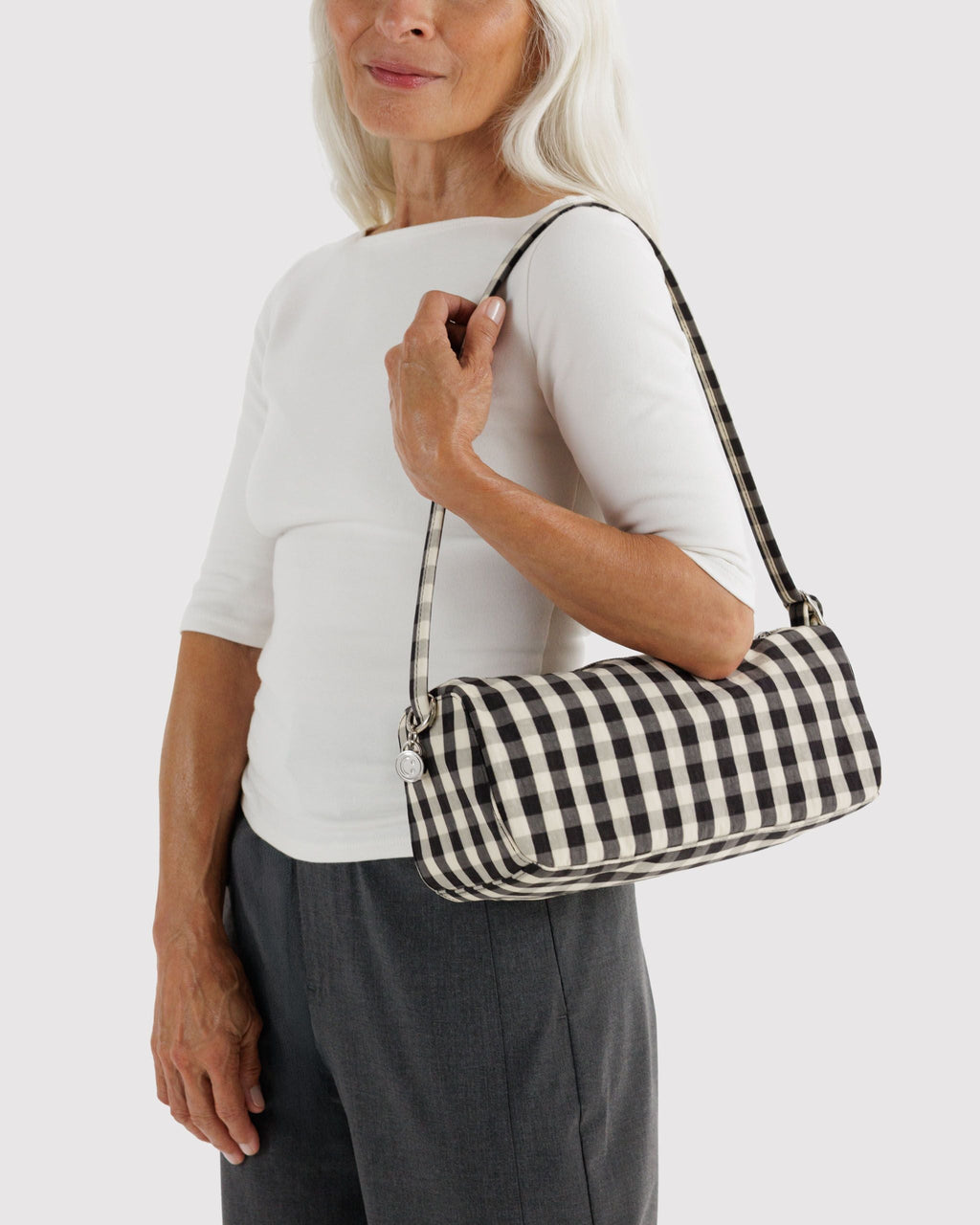 Nylon Loaf Bag - Black and Cream Gingham - image 2