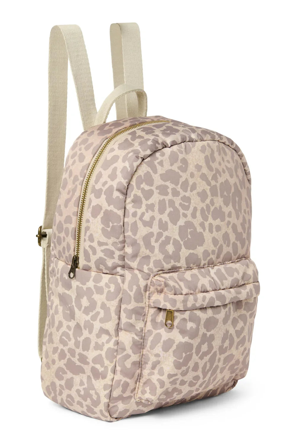 Beige Leopard Midi-Rucksack mit Puffereffekt