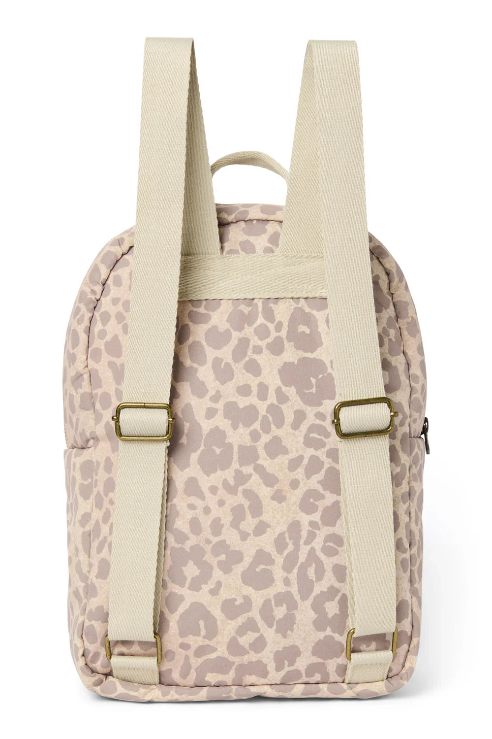 Beige Leopard Midi-Rucksack mit Puffereffekt