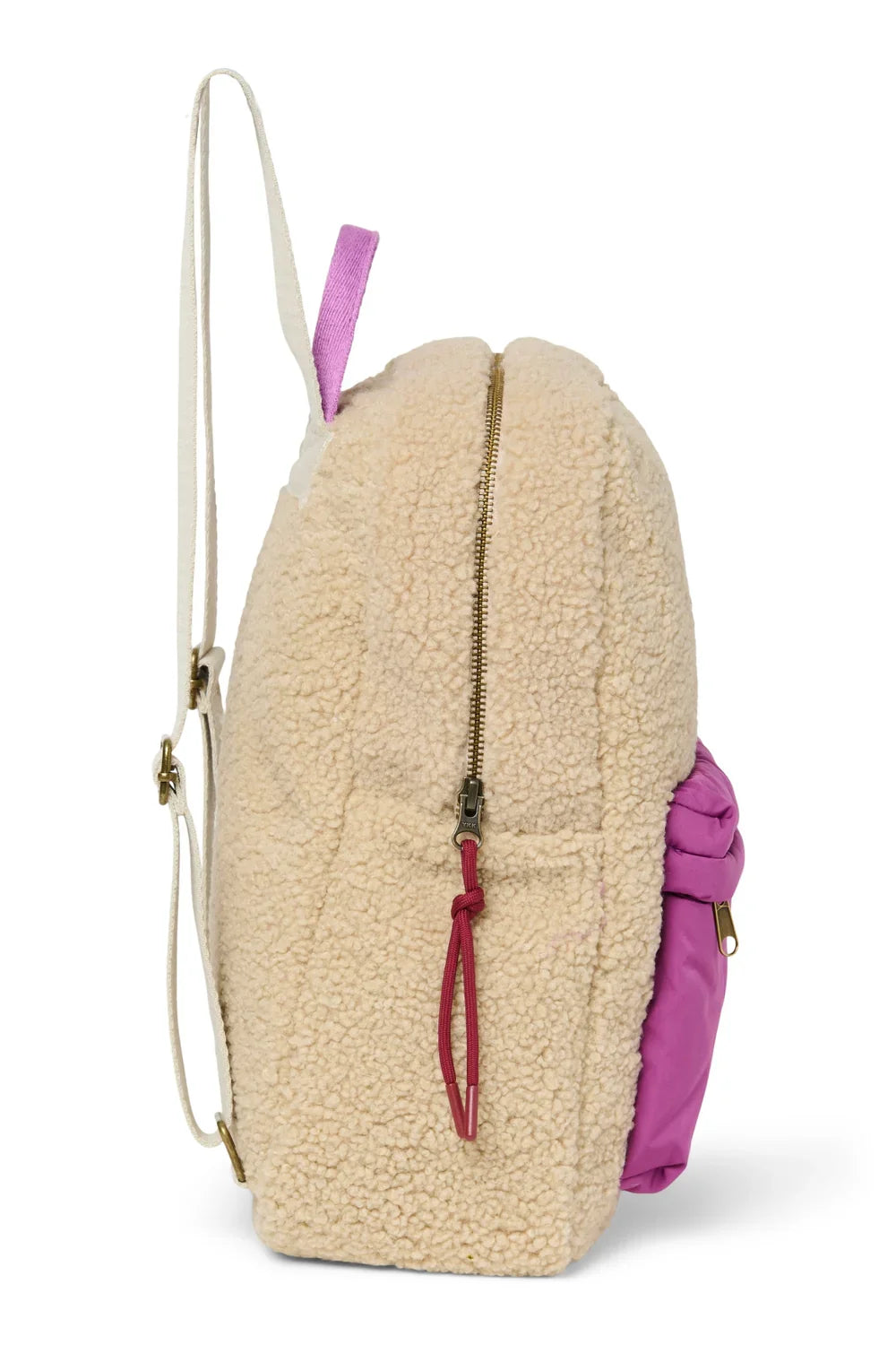 Brauner/Burgunderfarbener Teddy-Midi-Rucksack
