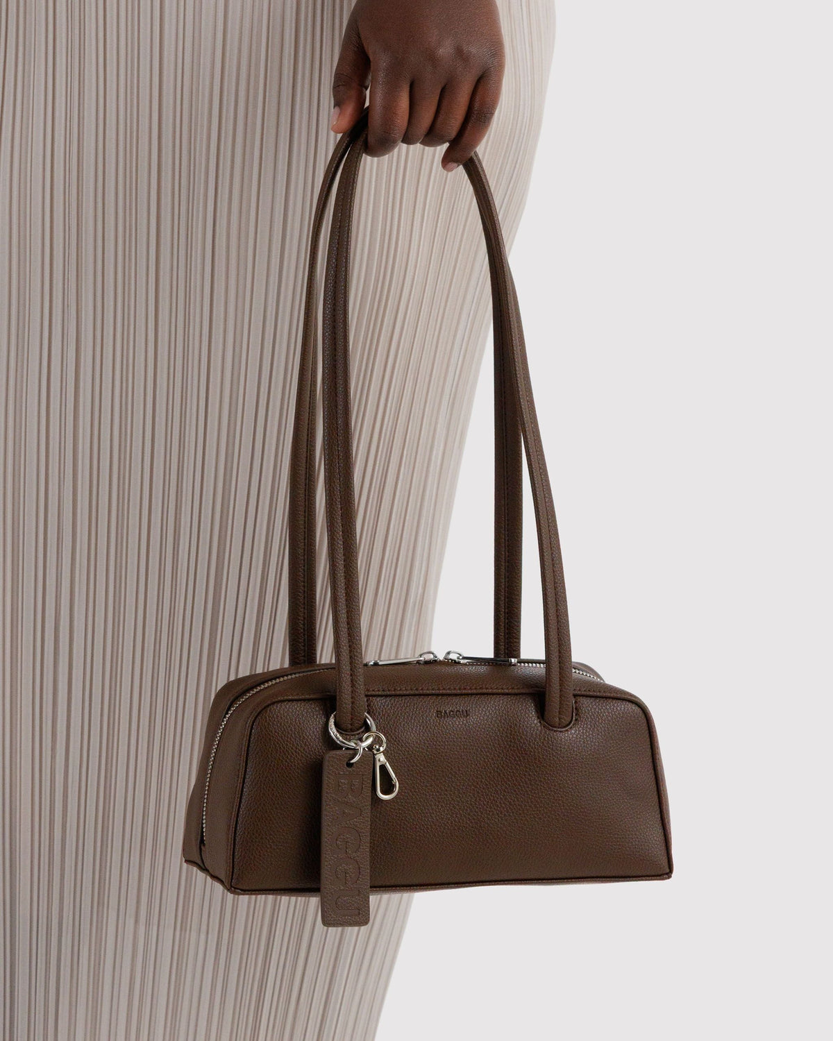 Small Recycled Leather Bowler Bag - Brown - image 3