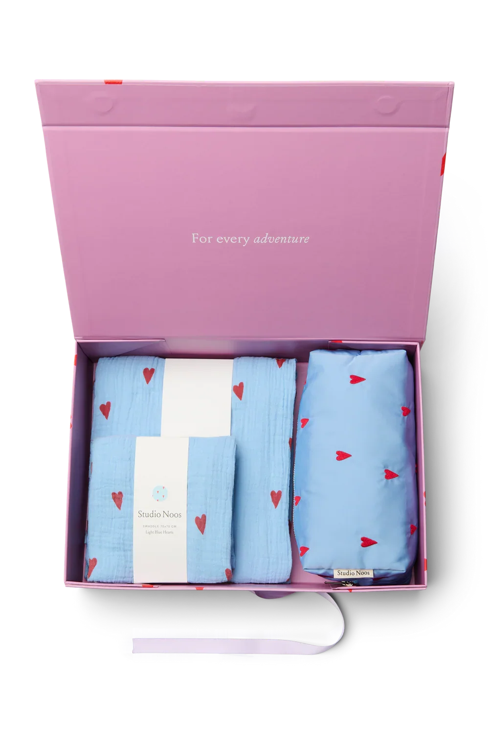 Essentiële cadeauset voor pasgeborenen - Lichtblauwe hartjes