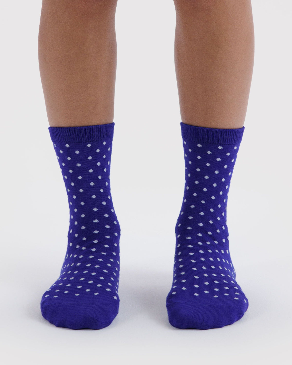 Crew Sock - Micro Blue and White Polka Dot - image 2