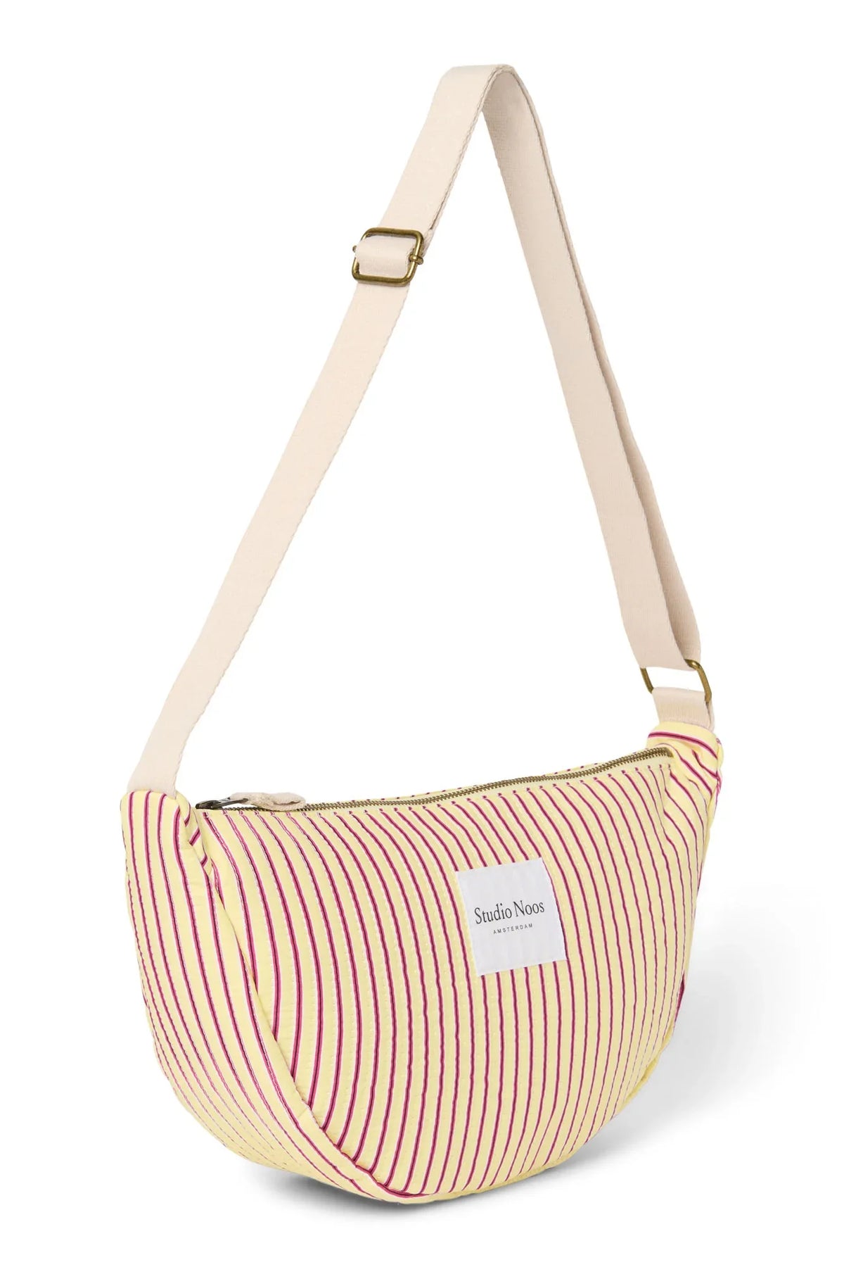 Gestreifte Popeline-Bauchtasche für Erwachsene | Himbeer
