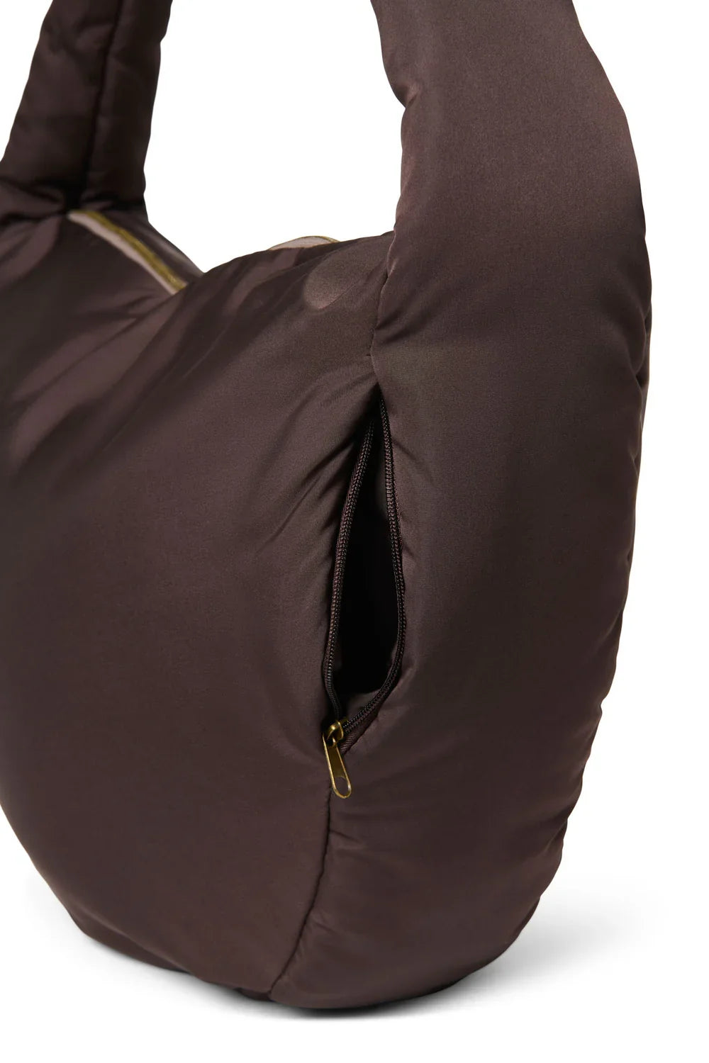 Braune Puffy Umhängetasche mit Herzen