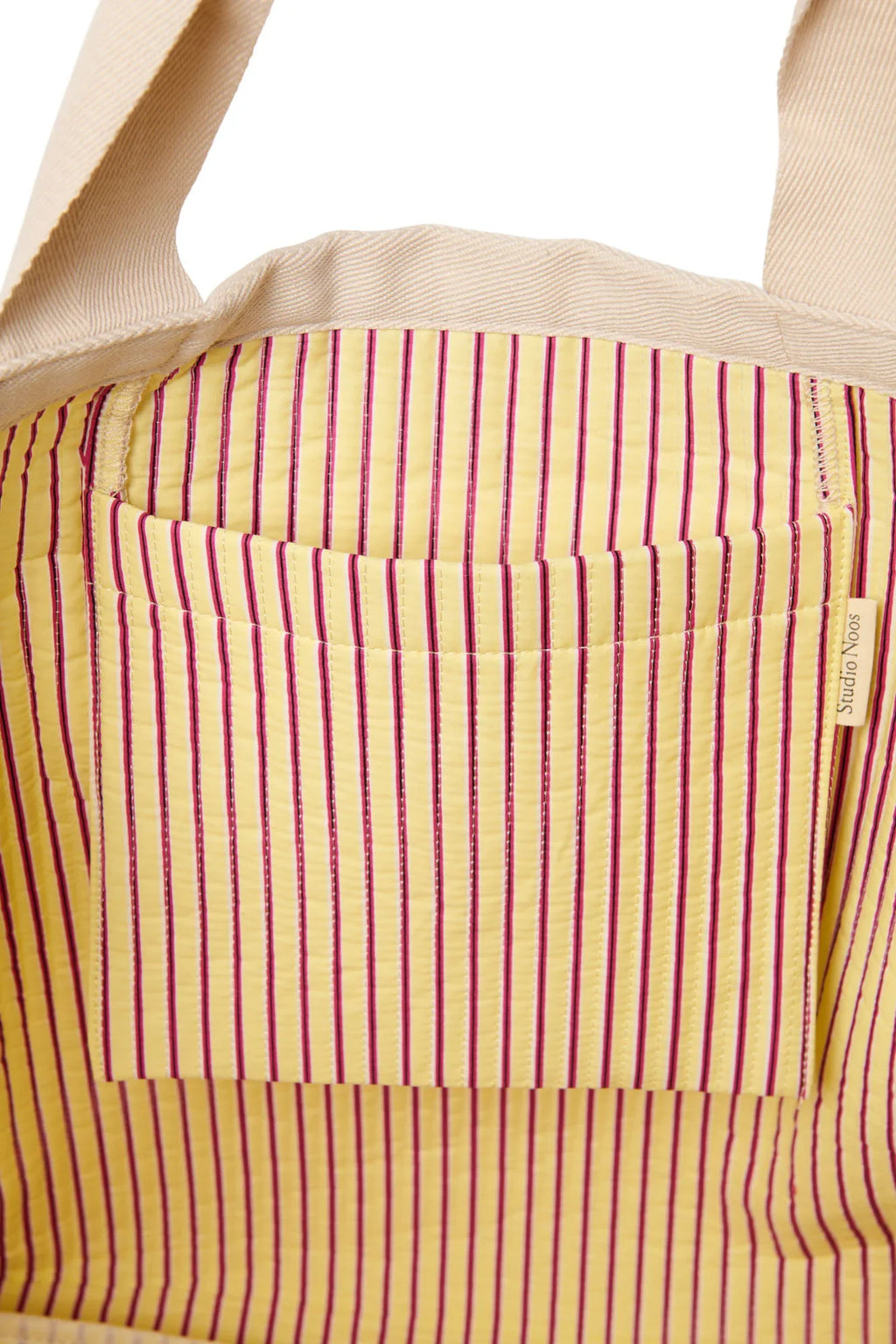 Poplin gestreepte strandtas | Botergeel