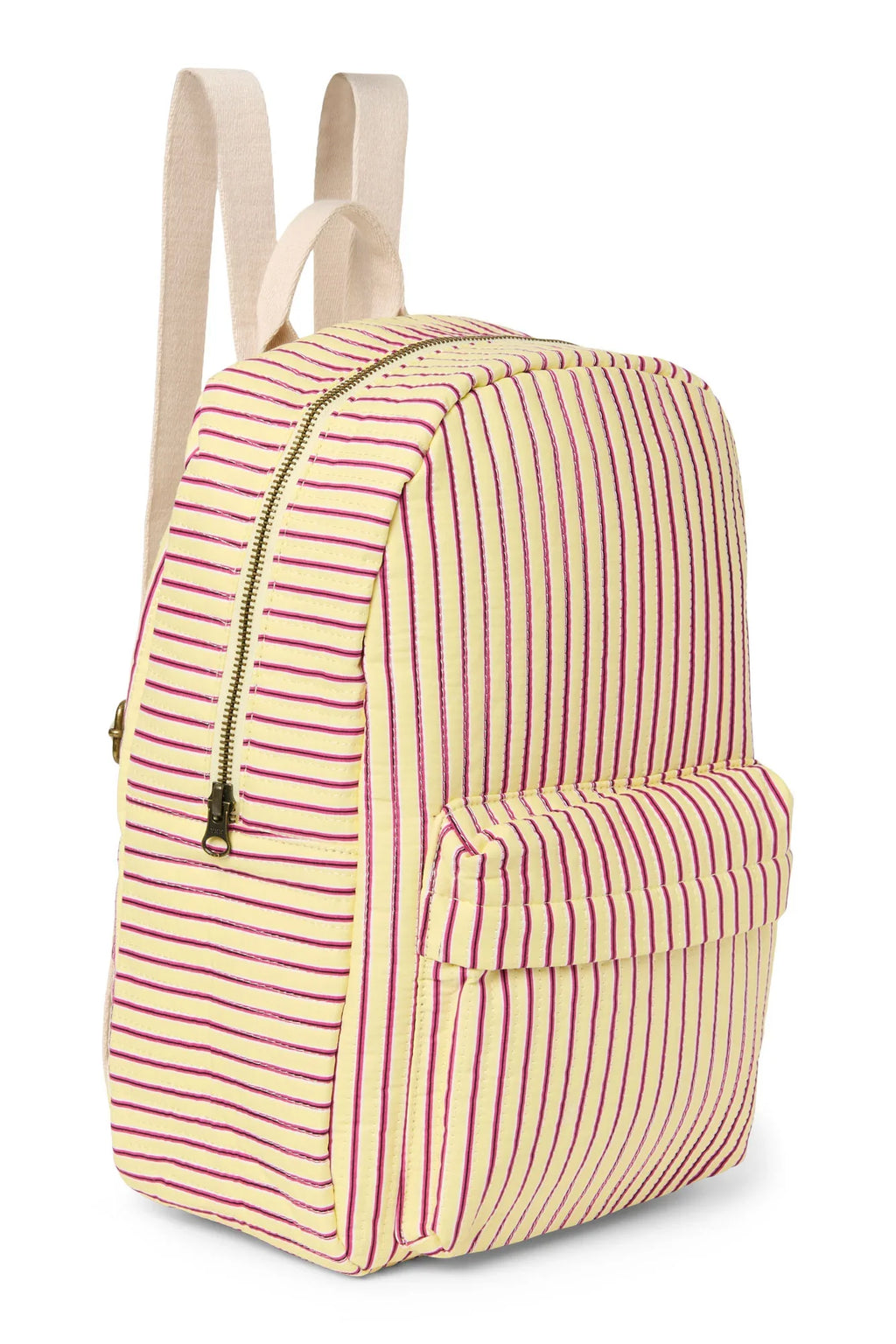 Poplin Gestreifter Midi-Rucksack | Himbeere