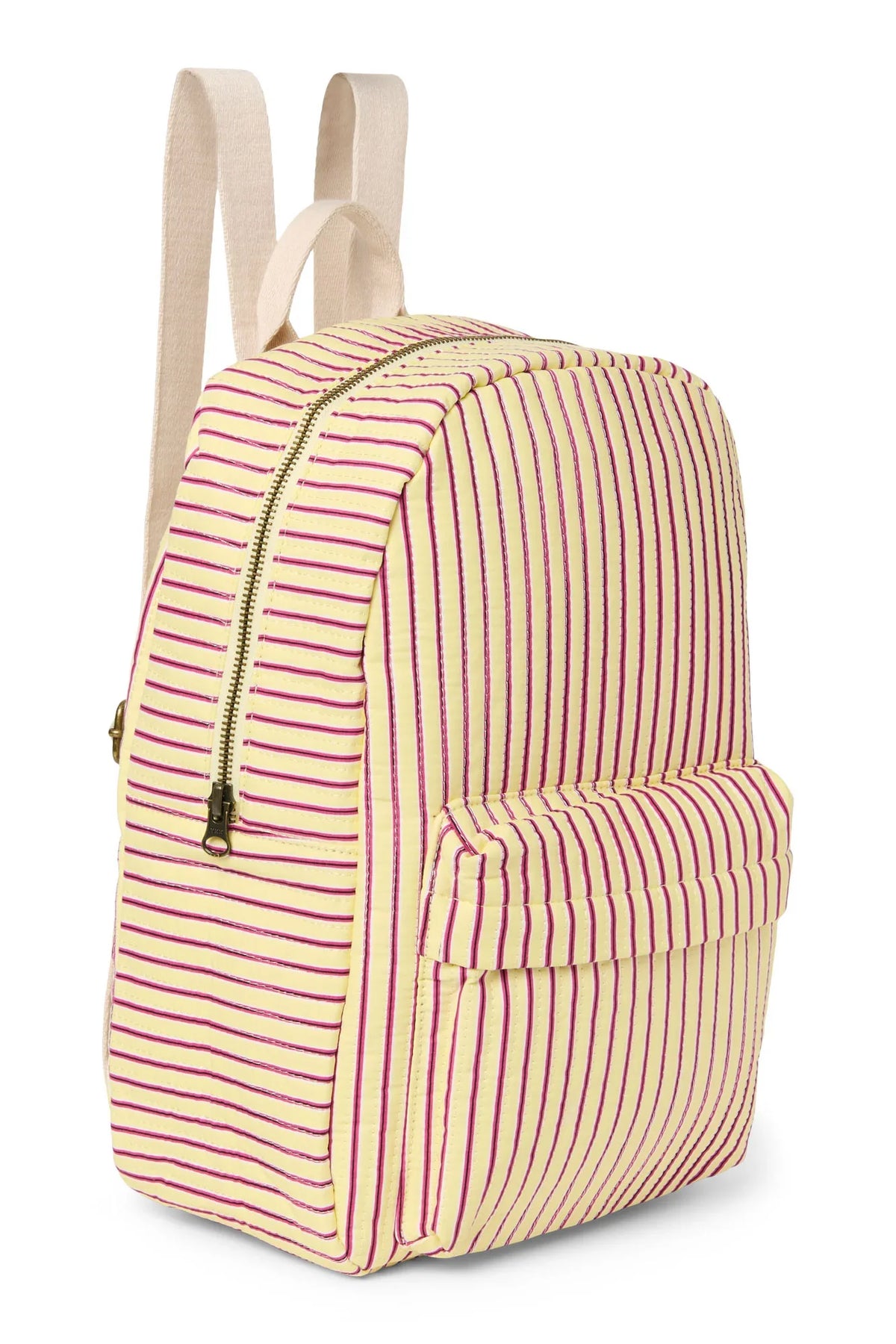Poplin Gestreifter Midi-Rucksack | Himbeere