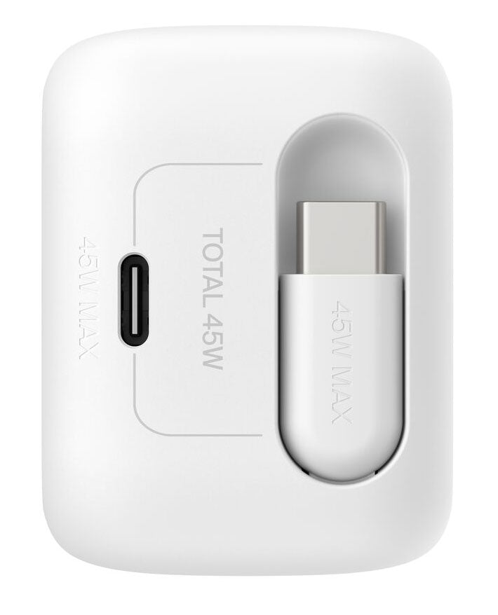 Belkin Retractable GaN Wall Charger 45W with USB-C Cable in White - WCH023DQWH - image 4
