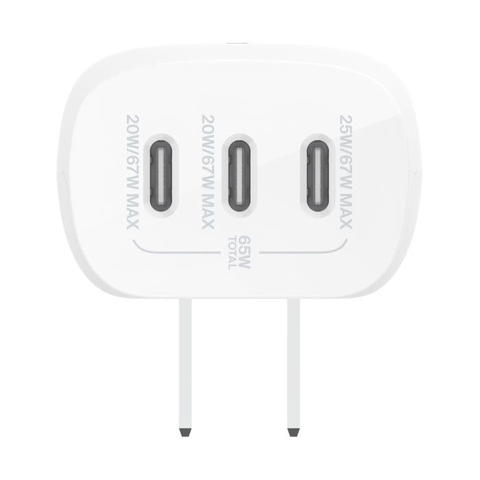 Belkin BoostCharge Wall Charger 3 Port USB-C with PPS 67W in White - WCC002DQWH - image 1