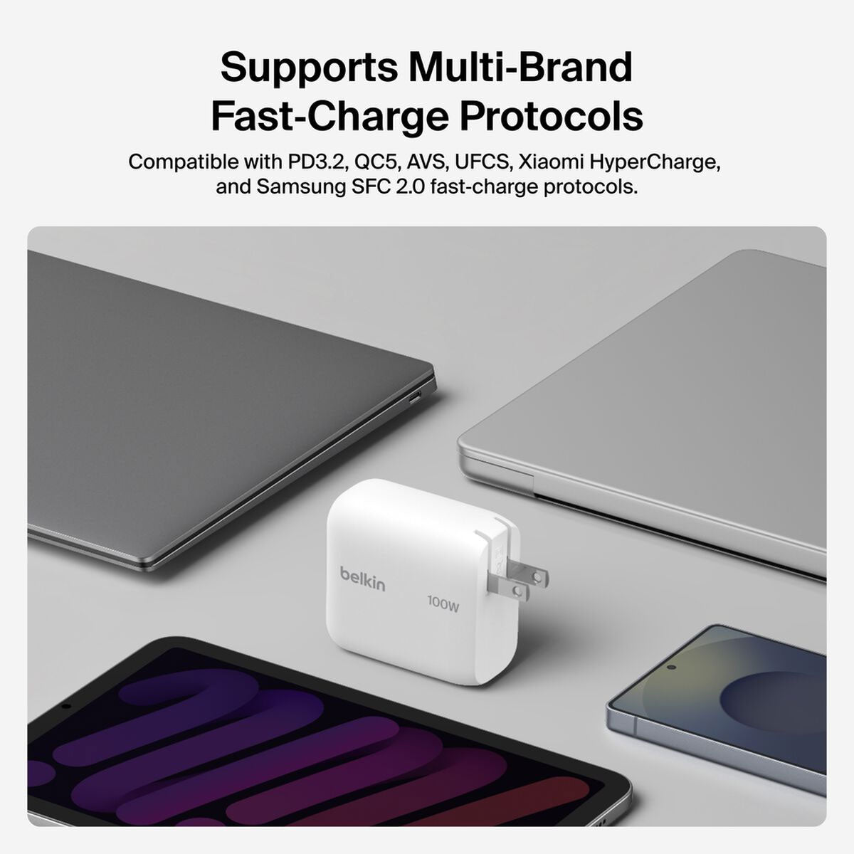 Belkin BoostCharge USB-C GaN Wall Charger 100W and USB-C Cable in White - WCH025DQ1.5WHB6 - image 7