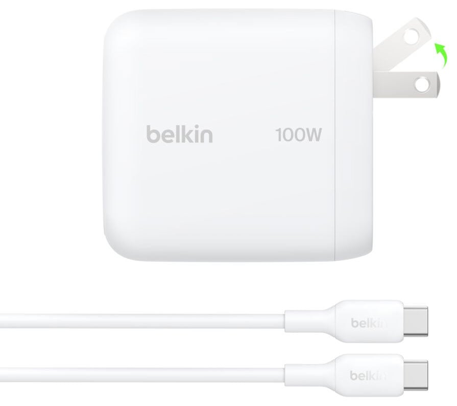 Belkin BoostCharge USB-C GaN Wall Charger 100W and USB-C Cable in White - WCH025DQ1.5WHB6 - image 3
