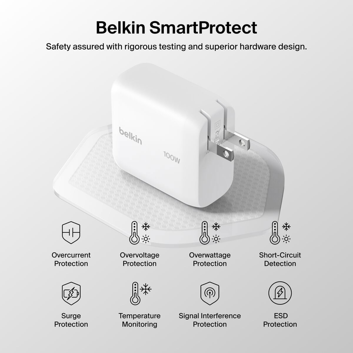 Belkin BoostCharge USB-C GaN Wall Charger 100W and USB-C Cable in White - WCH025DQ1.5WHB6 - image 10