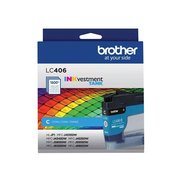 Brother INKvestment Tank Standard-Yield Ink Cartridge Cyan - LC406CS - image 1