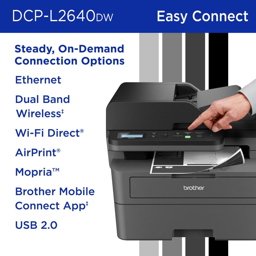 Brother Laser Printer All-in-One Monochrome Wireless Compact in Black - DCPL2640DW - image 5