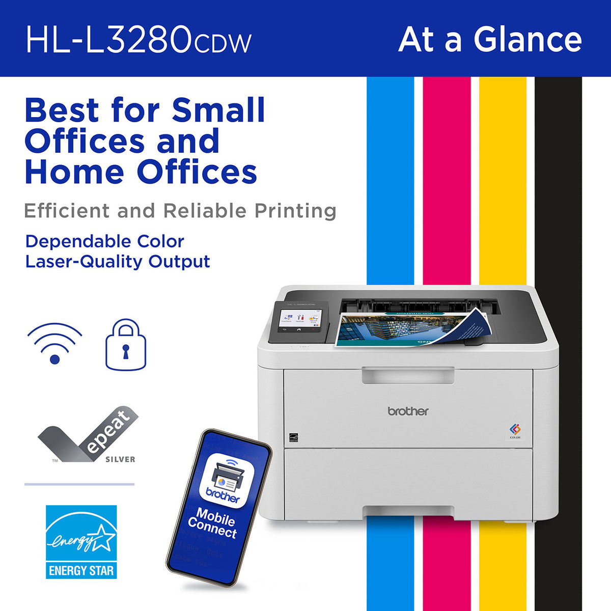 Brother Wireless Compact Digital Color Laser Printer in White - HL-L3280CDW - image 4