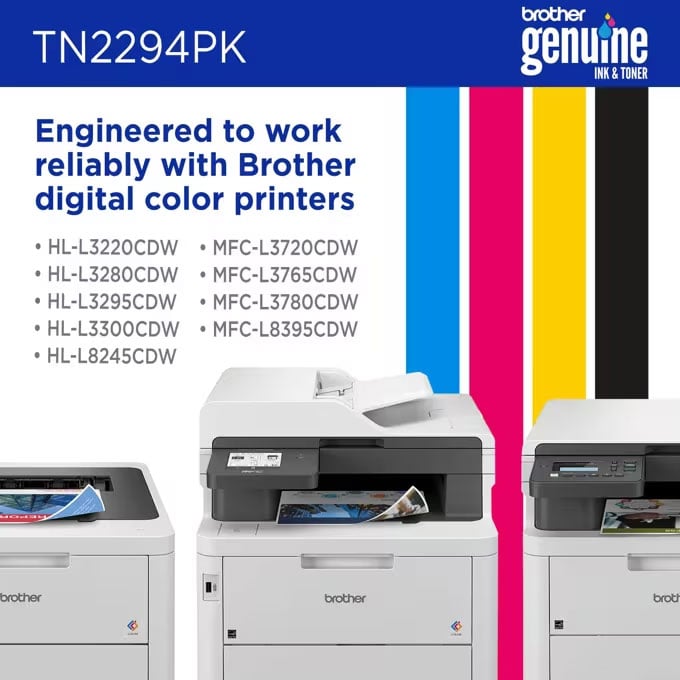 Brother 4 Pack Standard Yield Cyan, Magenta, Yellow and Black Ink Cartridge - TN2294PK - image 3