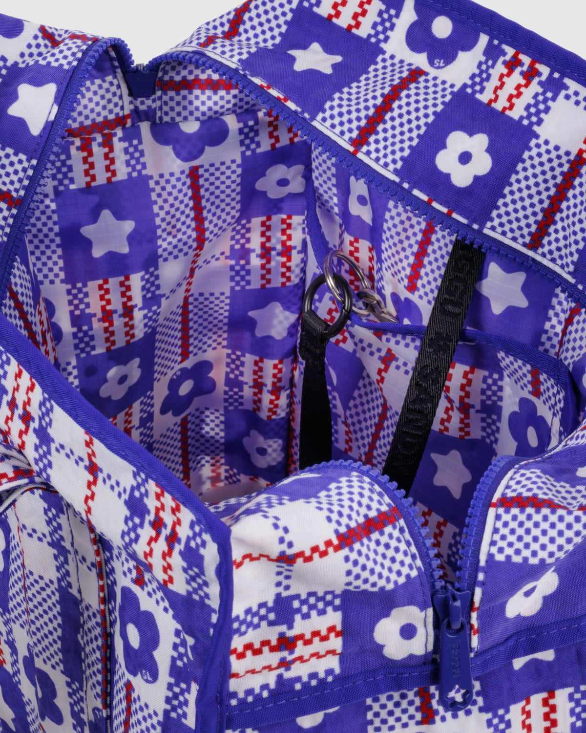 Large Nylon Market Bag - Market Plaid Blue - image 4