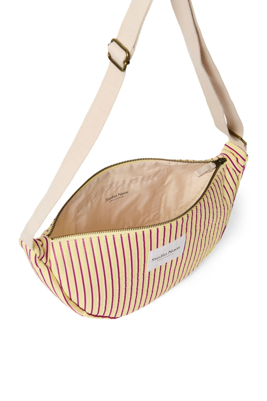 Gestreifte Popeline-Bauchtasche für Erwachsene | Himbeer