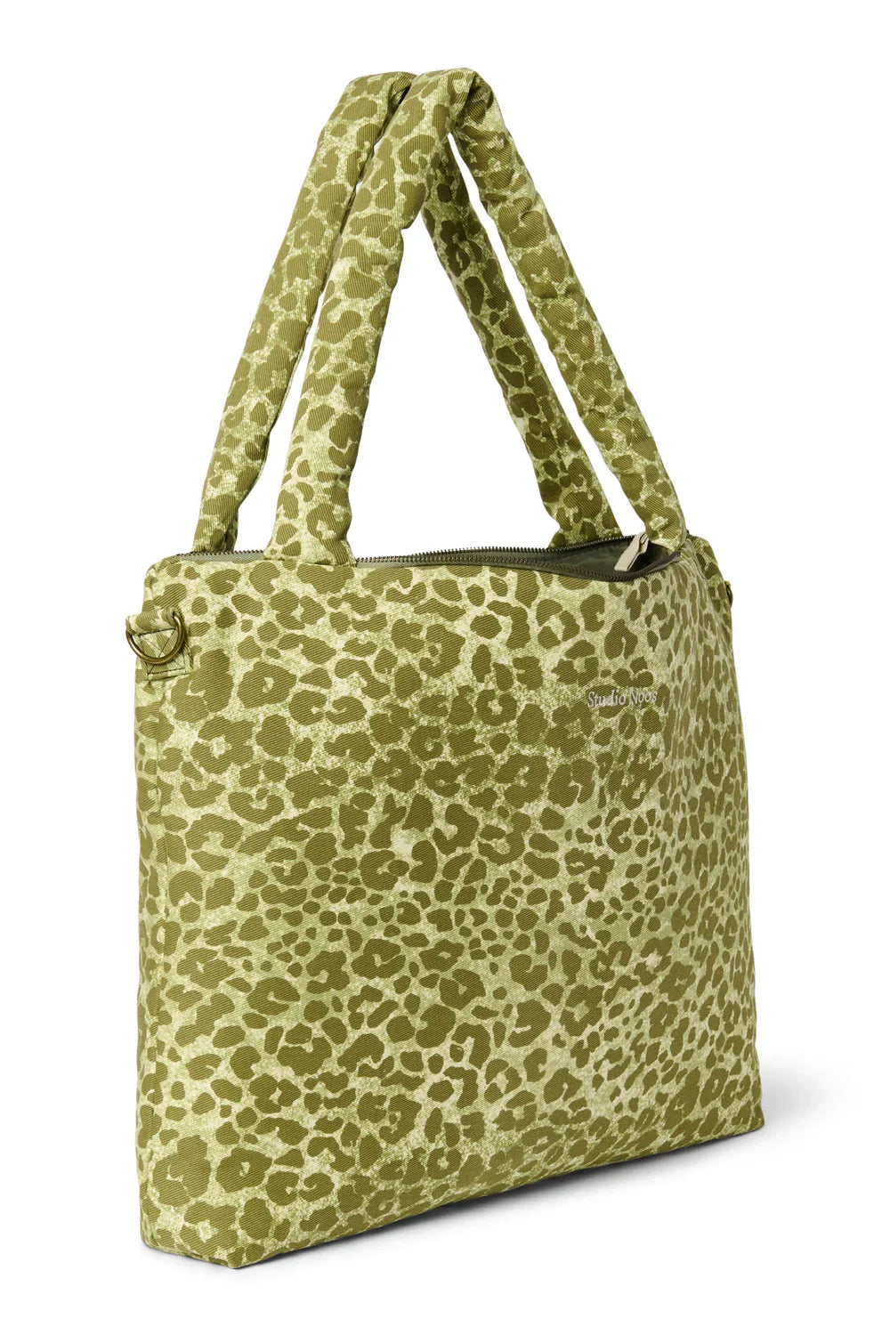 Wickeltasche aus brauner Baumwolle mit Leopardenmuster