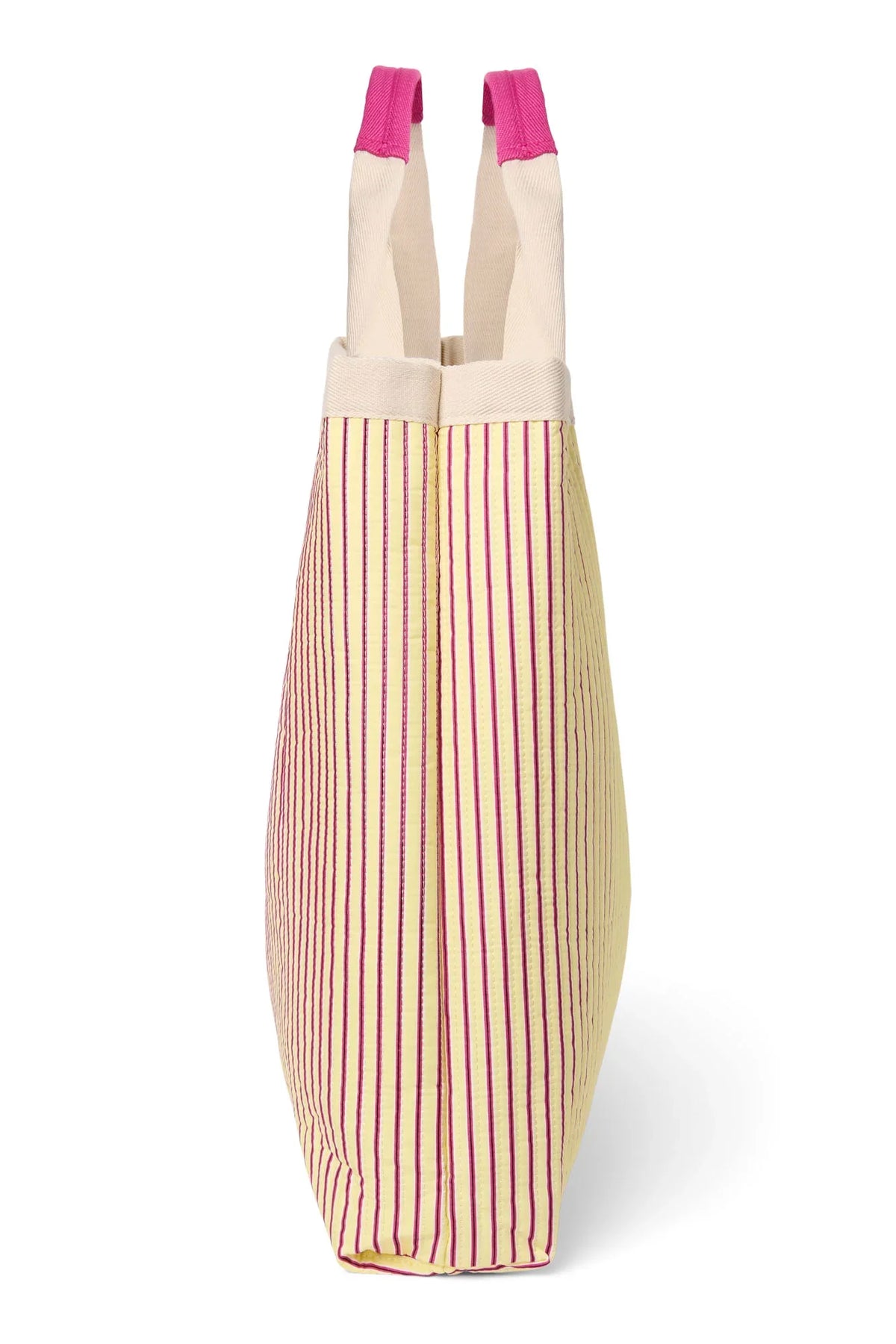 Poplin gestreepte strandtas | Botergeel
