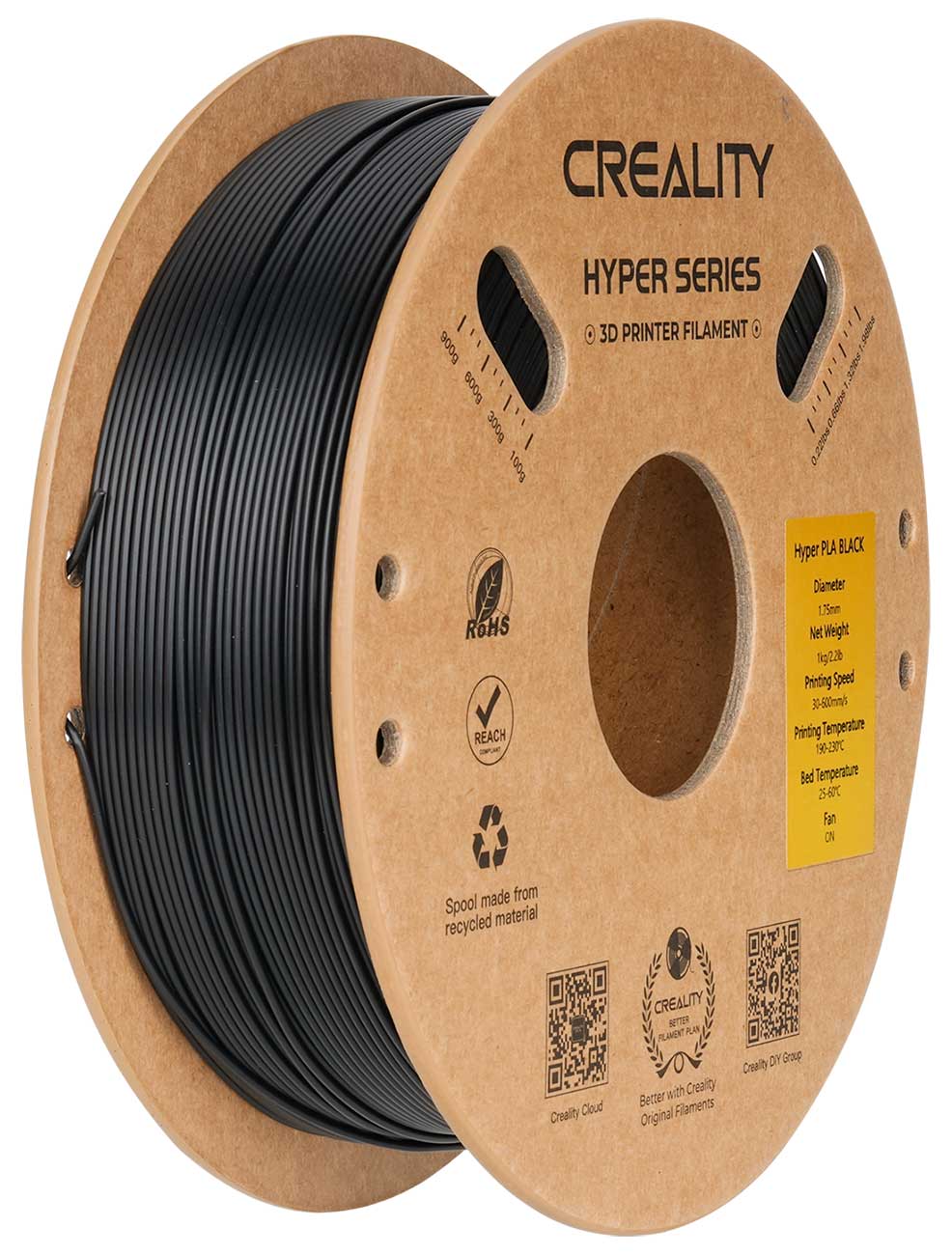 Creality Hyper Series PLA Carbon Fiber 3D Printing Filament 1kg in Matte Black - 3301060015 - image 1