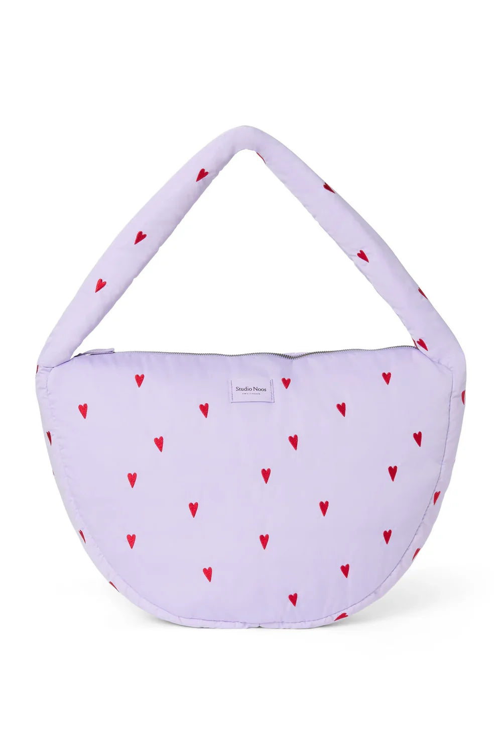 Lila Puffy Umhängetasche mit Herzen