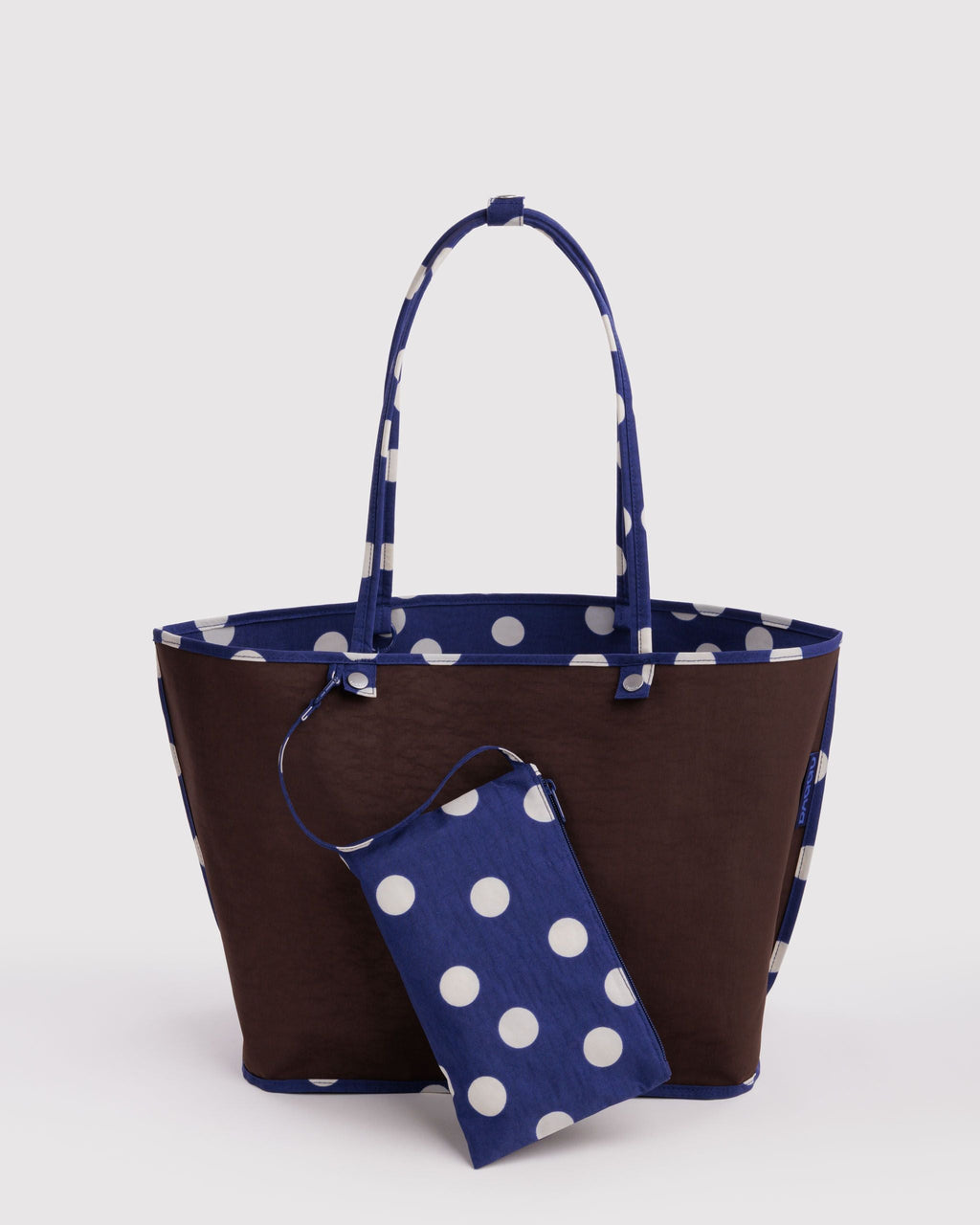 Large Nylon Reversible Tote - Navy Polka Dot Mix - image 2