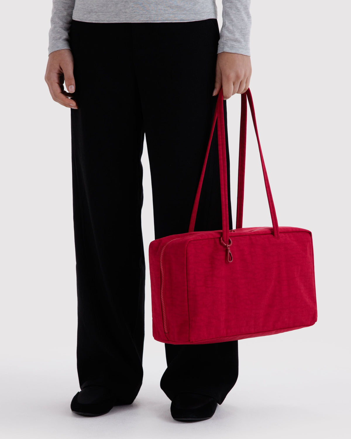 Medium Nylon Bowler Bag - Cherry - image 3