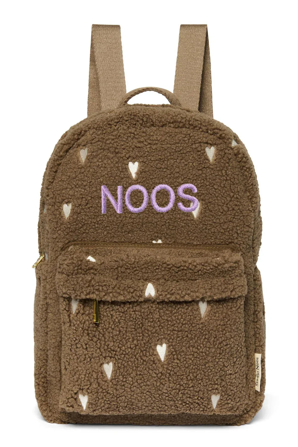 Ecru Teddy Midi-rugzak met hartjes