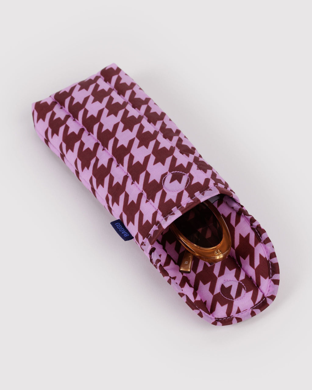 Puffy Glasses Sleeve - Pink Houndstooth - image 2