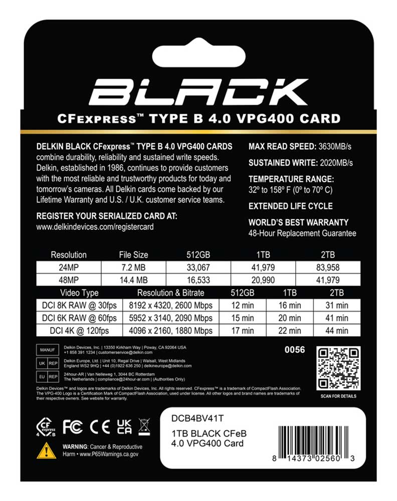 Delkin Devices BLACK 4.0 CFexpress Type B VPG400 1TB Memory Card - DCB4BV41T - image 5