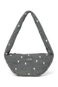 Grijze denim mini-schoudertas met hartjes