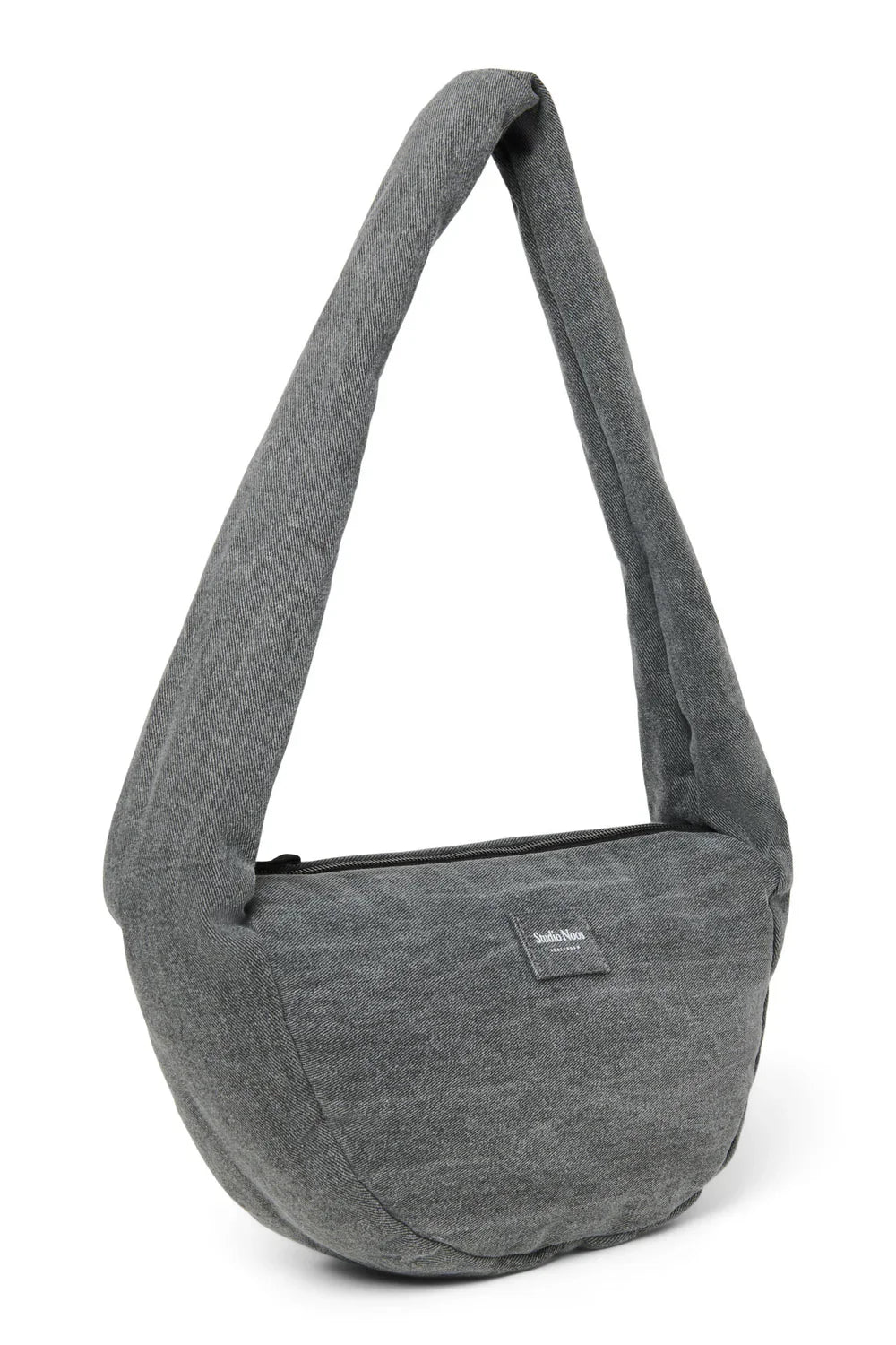 Grijze denim mini-schoudertas met hartjes
