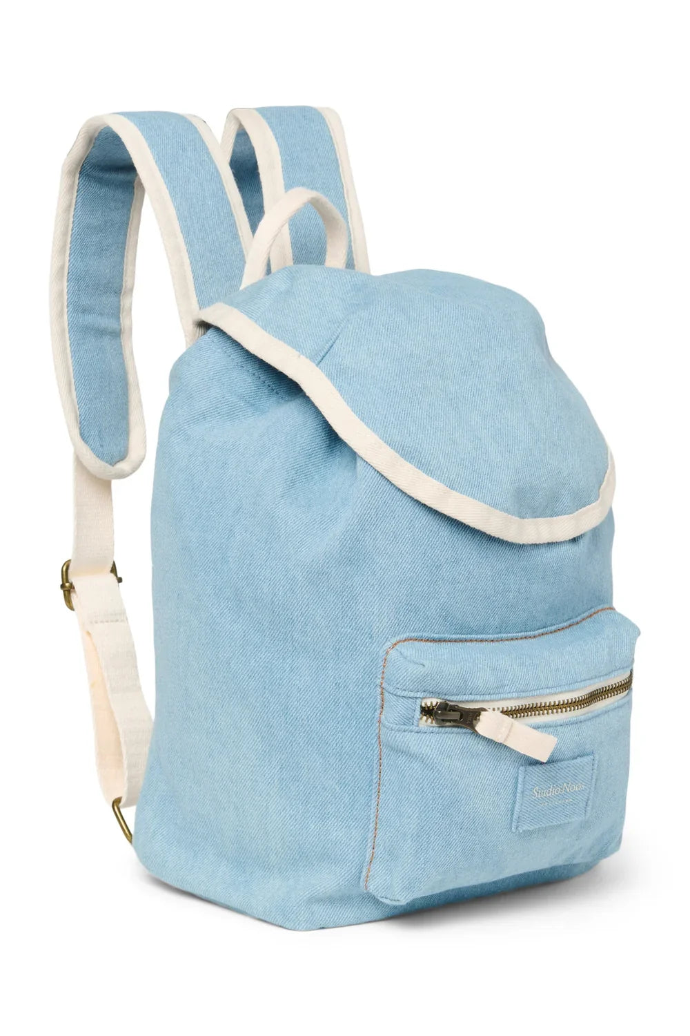 Blauer Denim Uni Midi-Rucksack Kordelzug