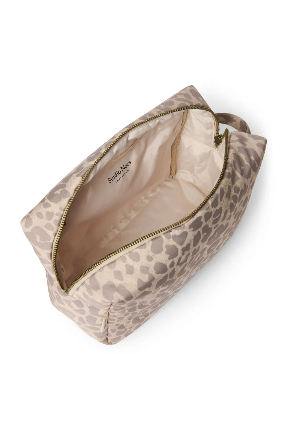 Beige Leo-Puff-Kosmetiktasche