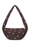 Kleine schoudertas met bruine hartjes in puffy-stijl