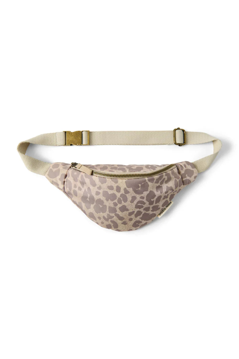 Beige luipaardprint gewatteerde mini-heuptas
