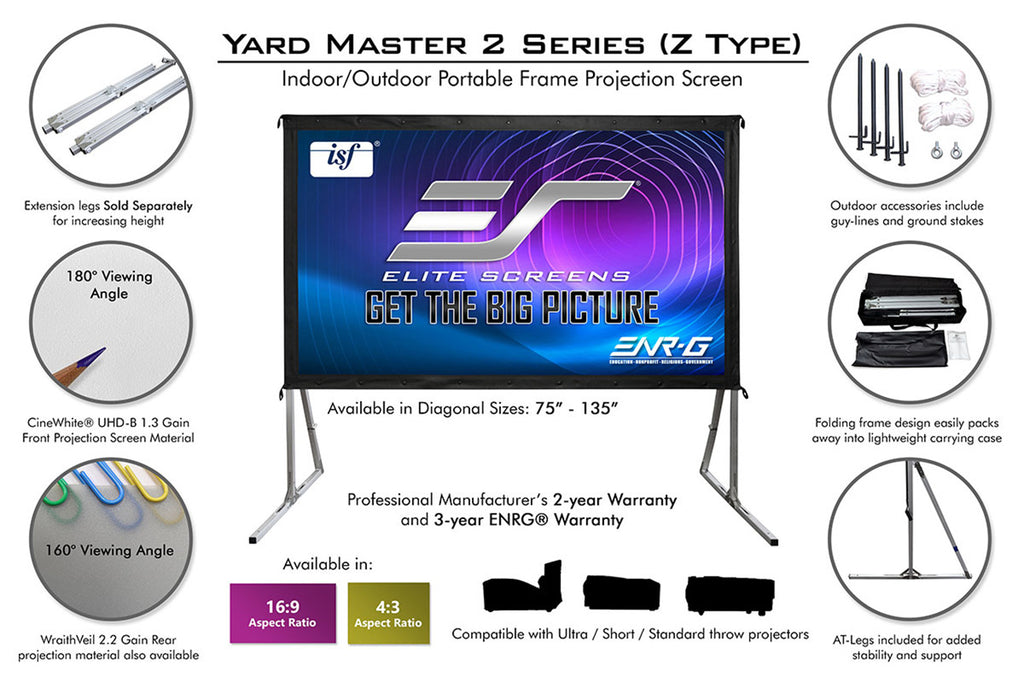 Elite Screens Yard Master 2 Series 120" Outdoor Portable Projector Screen - OMS120H2 - image 3