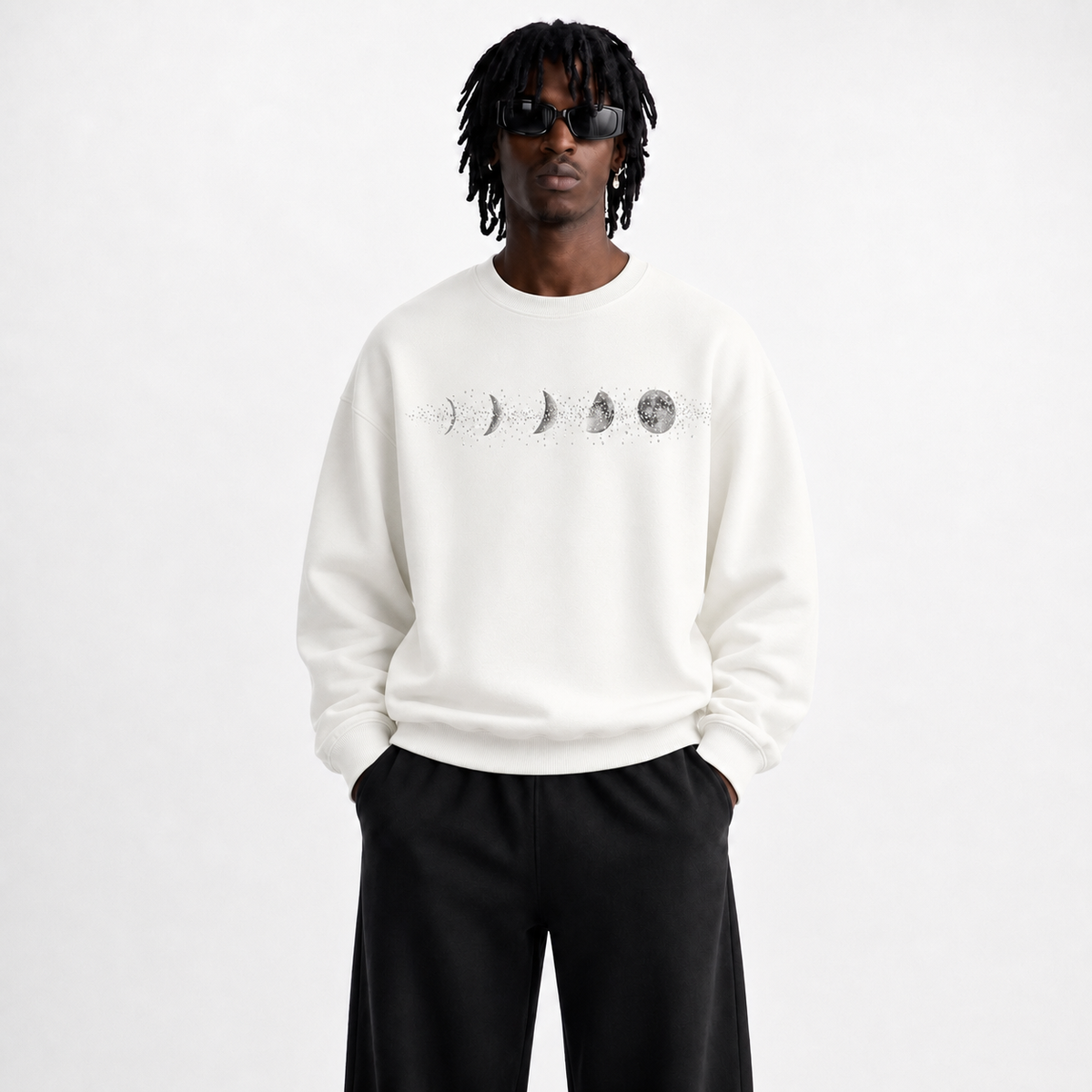VYBES Rhinestone Moon Crewneck