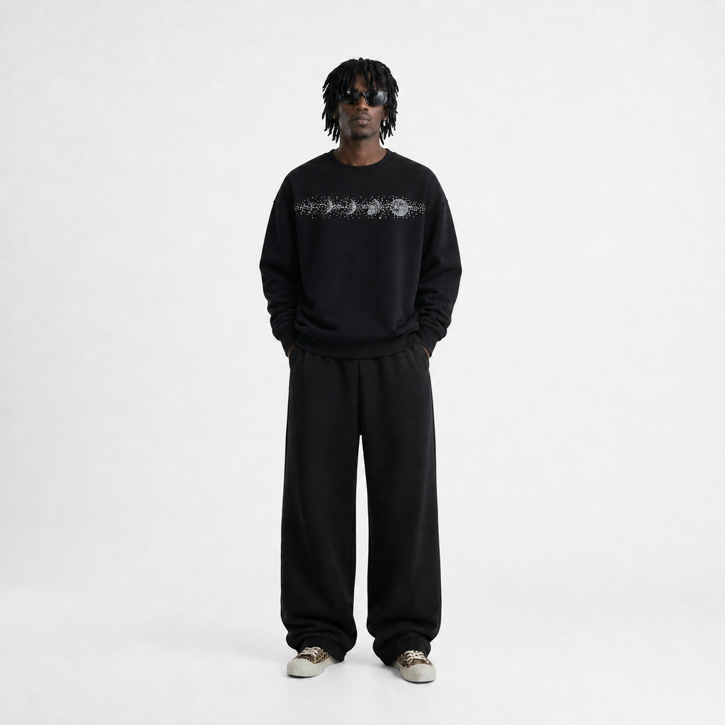 VYBES Rhinestone Moon Crewneck