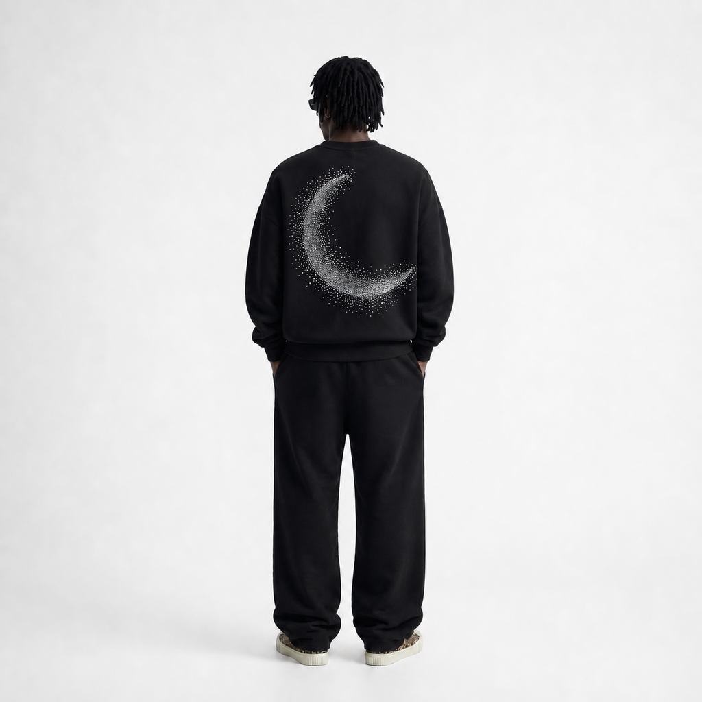 VYBES Rhinestone Moon Crewneck