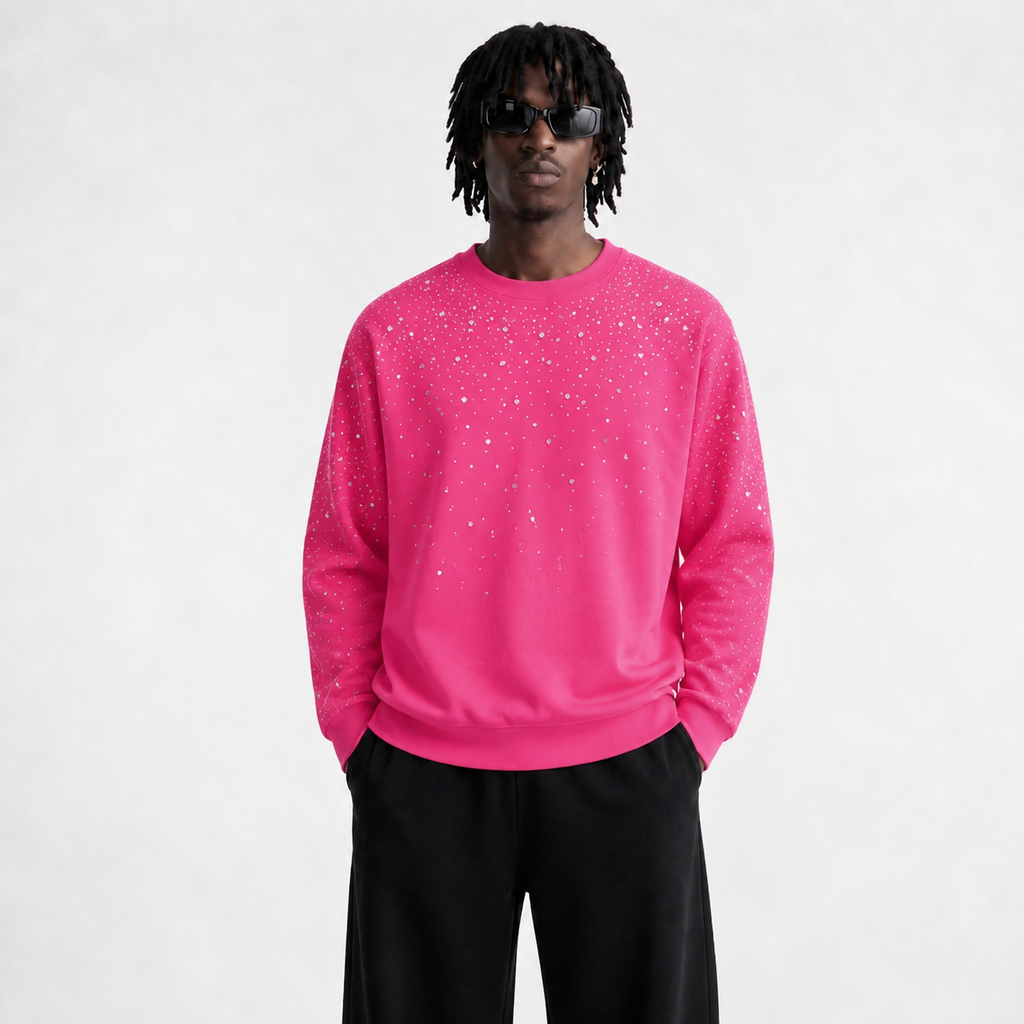 VYBES Rhinestone Galaxy Crewneck