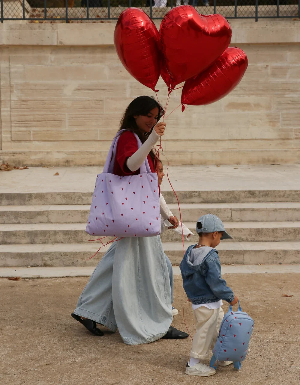 Purple Hearts Puffy Mom Bag