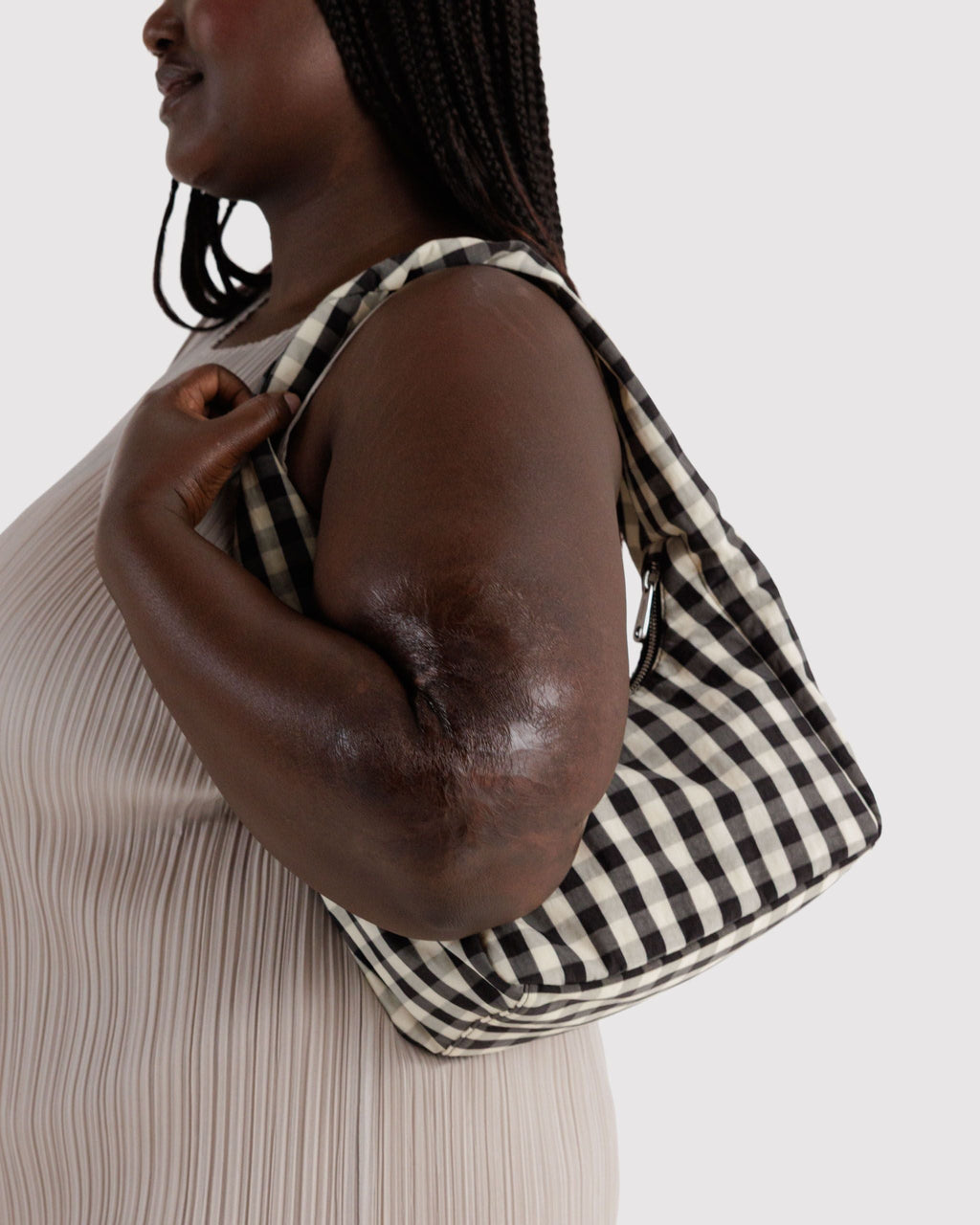 Small Nylon Meringue Bag - Black and Cream Gingham - image 2