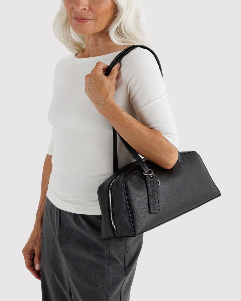 Recycled Leather Bowler Bag - Black - image 2