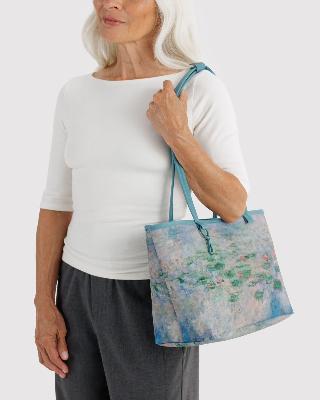 Medium Nylon Reversible Tote - Water Lilies Claude Monet - image 3