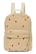 Ecru Teddy Midi-rugzak met hartjes