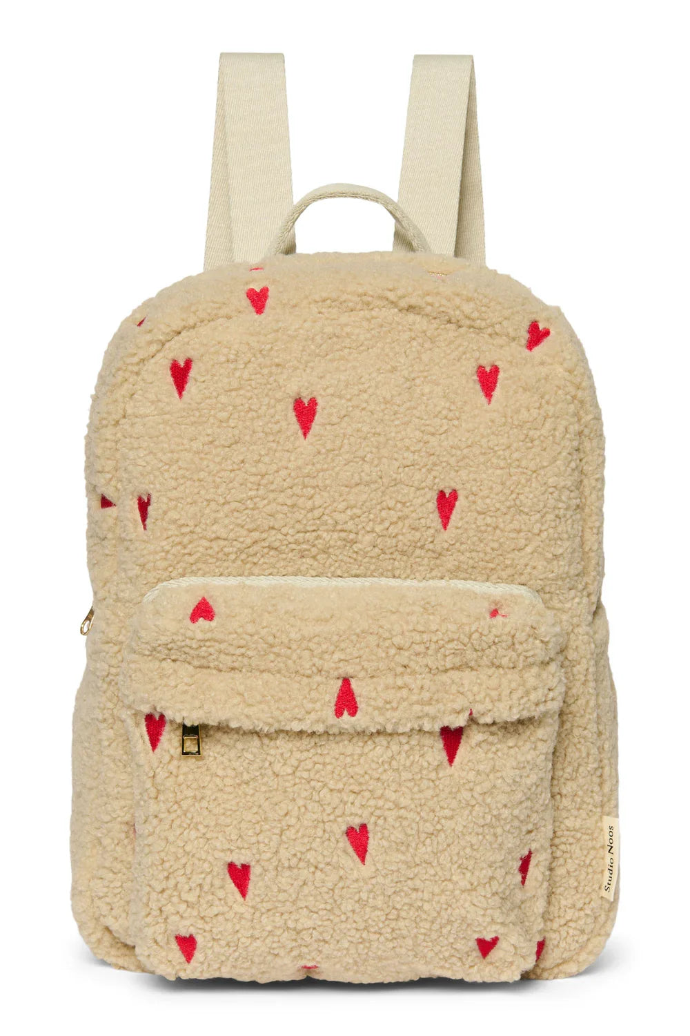 Ecru Teddy Midi-rugzak met hartjes